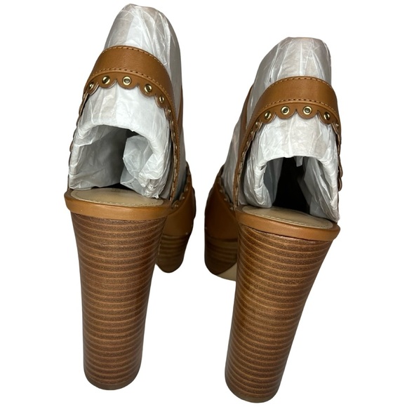 NWT Michael Kors Women's Jessie Scalloped Leather Platform Block Heel Sandals - Picture 6 of 10